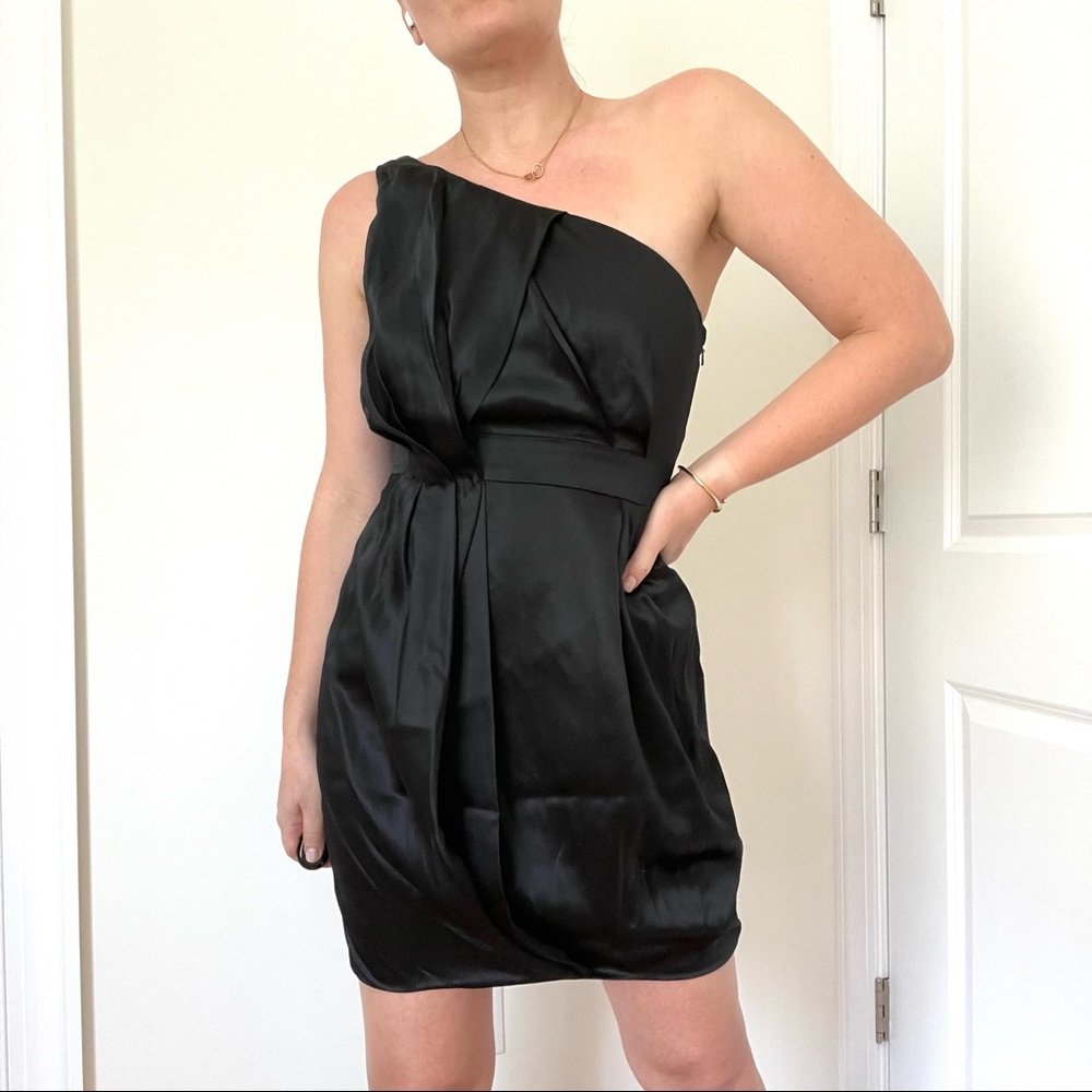 Designer Showroom Sample Silk Mini One Shoulder Silk Dress (LBD)